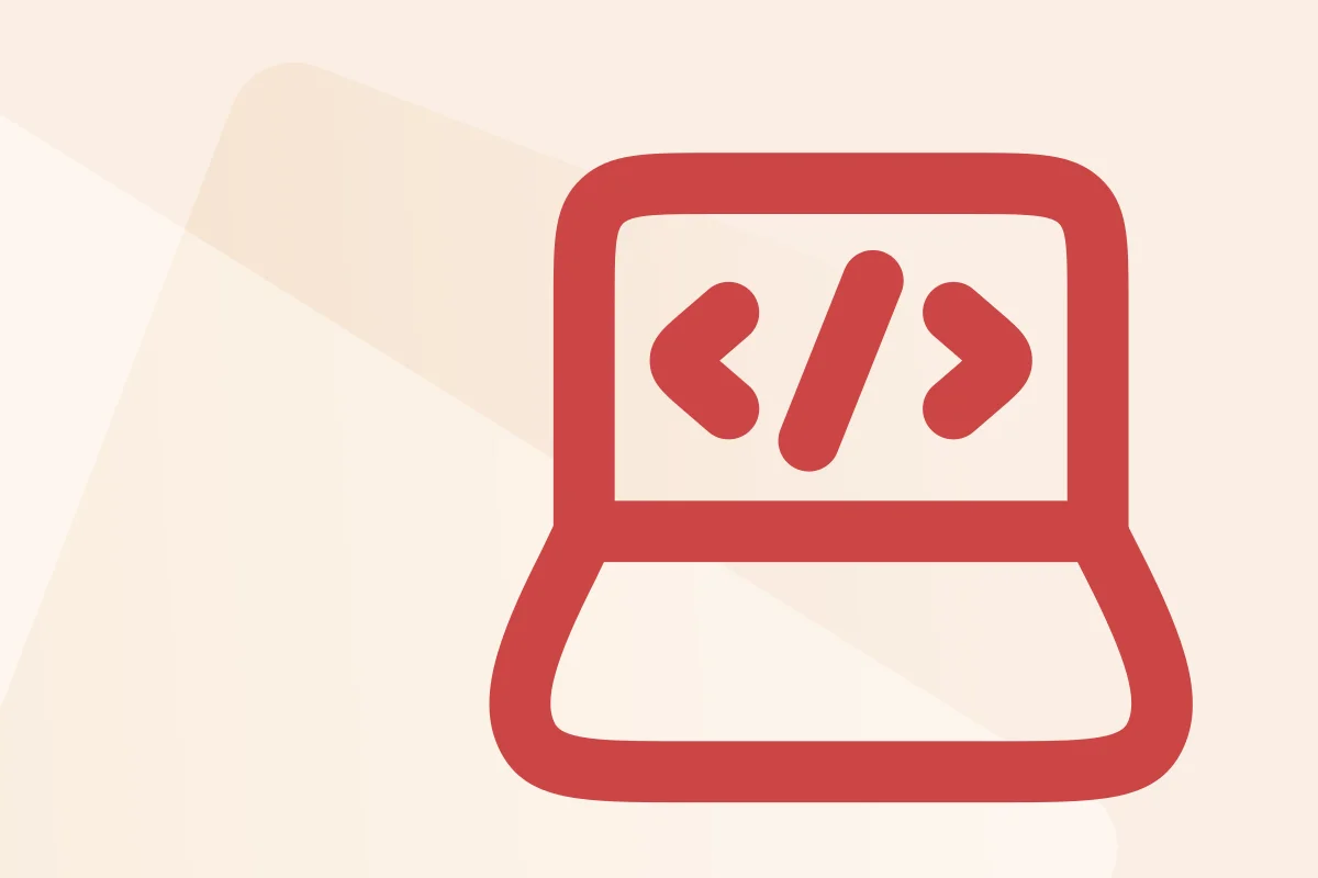 Symbol mit stilisiertem Laptop und Codezeichen, steht für die Kategorie Software, Symbolfarbe rot kennzeichnet den Produkttyp PDF.