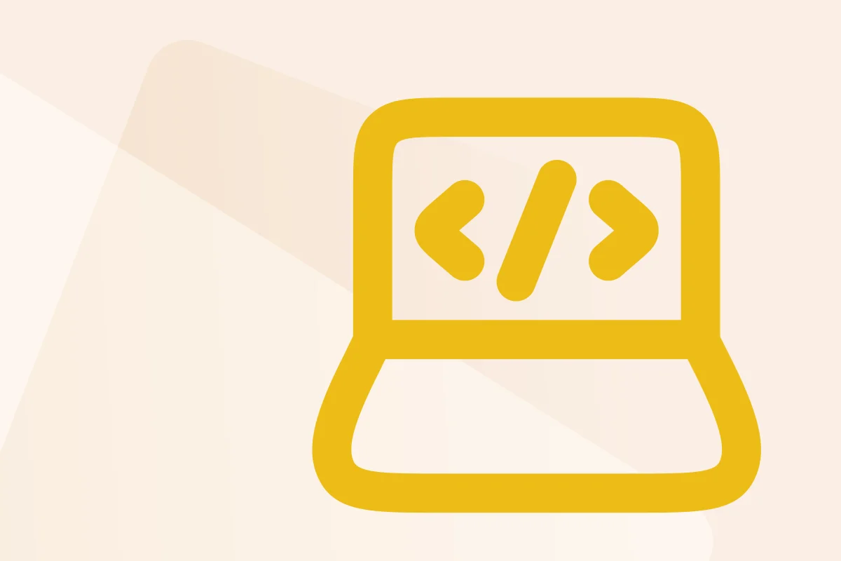 Symbol mit stilisiertem Laptop und Codezeichen, steht für die Kategorie Software, Symbolfarbe gelb kennzeichnet den Dateityp Paket.