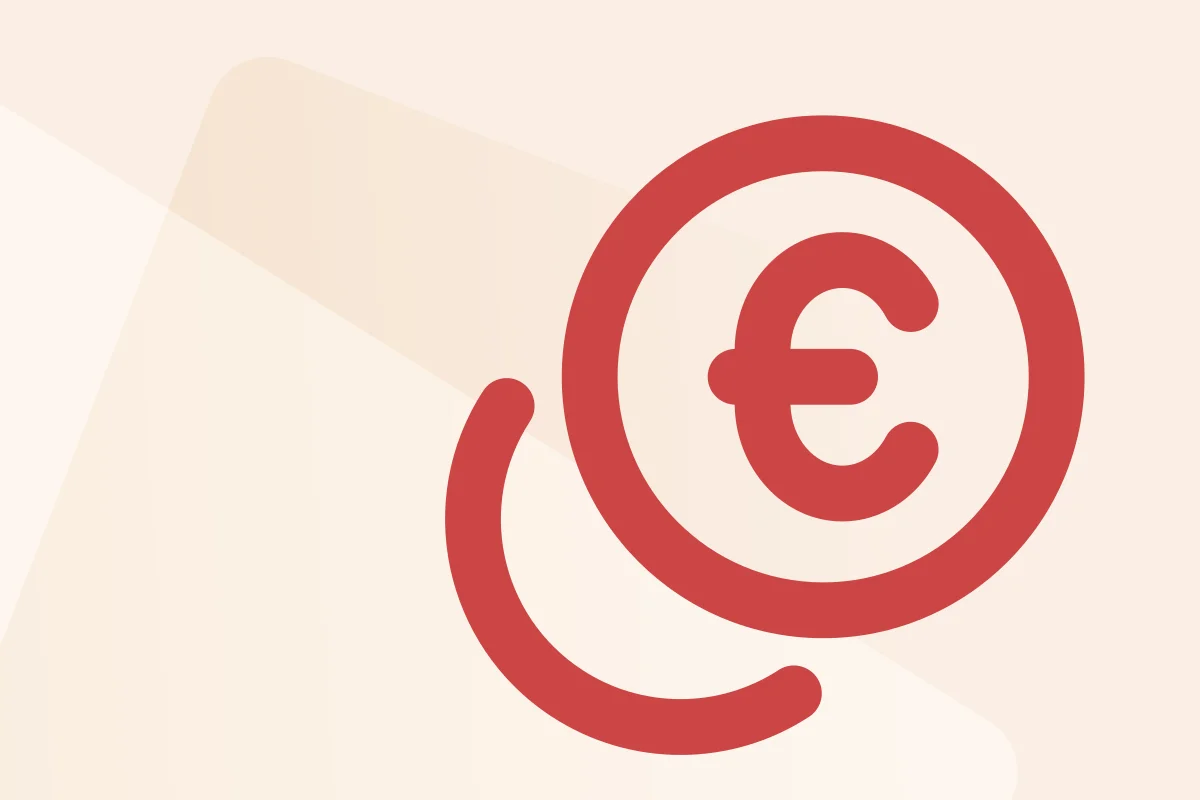 Symbol mit Eurozeichen in einem Kreis, steht für die Kategorie Wirtschaft & Finanzen, Symbolfarbe rot kennzeichnet den Produkttyp PDF.