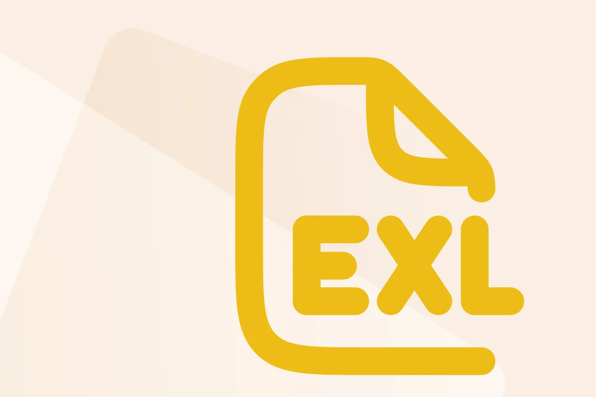 Symbol mit Dokument und EXL-Schriftzug, steht für die Kategorie Excel-Vorlagen, Symbolfarbe gelb kennzeichnet Dateityp Paket.