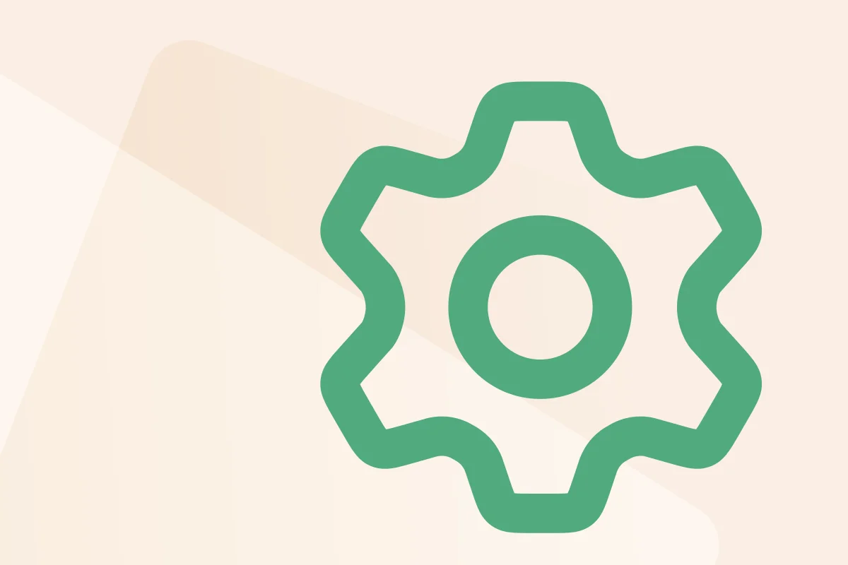 Symbol mit Zahnrad, steht für die Kategorie Personal, Symbolfarbe grün symbolisiert den Dateityp Excel.